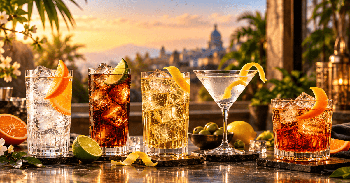 5 Cocktail-Rezepte mit Gin, Rum, Whisky, Vodka und Kräuterspirituose